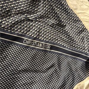 Christian Dior Navy and Cream Patterned Scarf